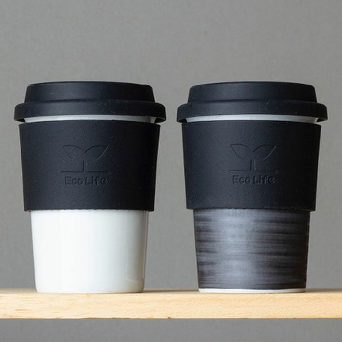 瀬戸焼 Lid-cup（蓋付カップ）白・モノクロ 2個セット｜おとなの週末お