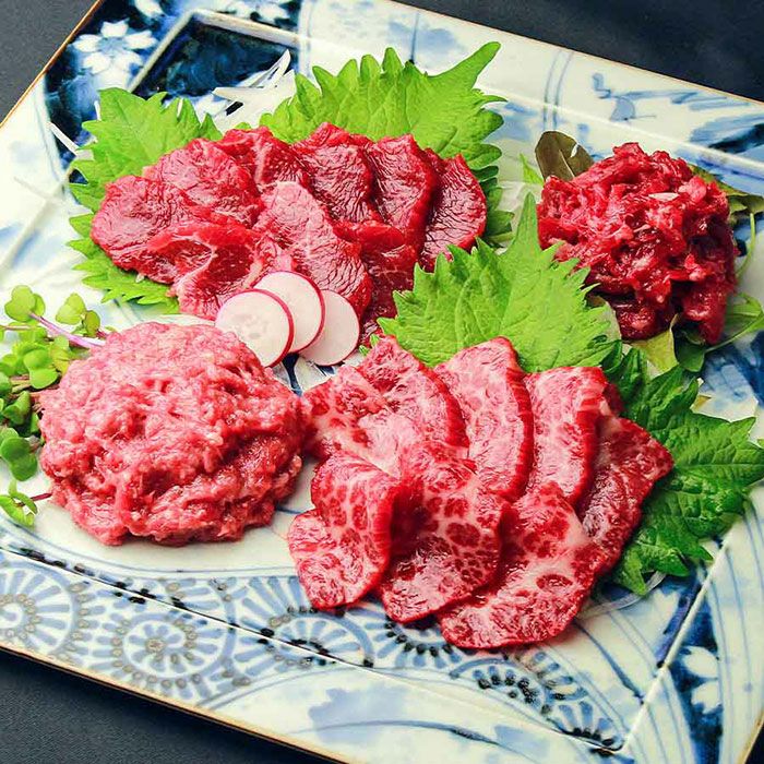熊本 「千興ファーム」 鮮馬刺しバラエティ4種セット｜おとなの週末お