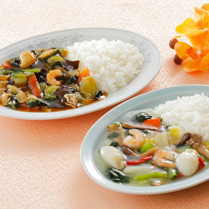 青山シャンウェイ 佐々木シェフ監修 彩り野菜の中華丼（塩味・醤油味